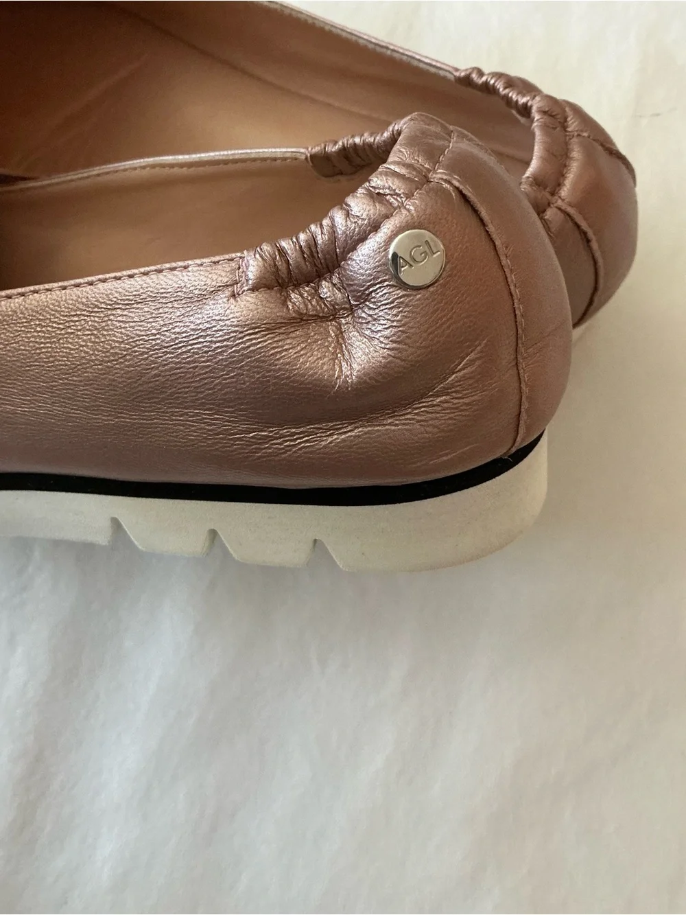 AGL Micro Pointed Toe Loafer in Metallic Rose Pink Leather Size 42 - Picture 7 of 10